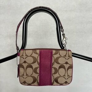 COACH Signature Wristlet Khaki Passion Berry Coach bags